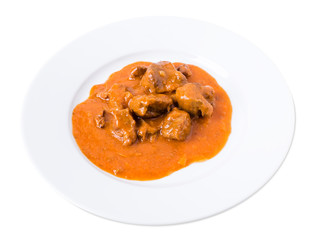 Delicious beef in tomato sauce.