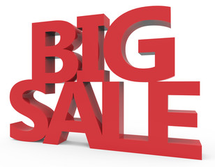 3d rendering of red big sale