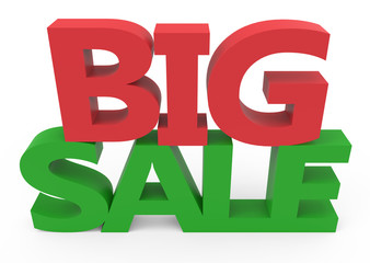 3d rendering of green and red big sale