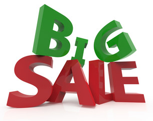 3d rendering of green and red big sale