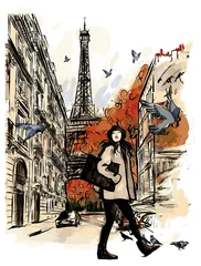 Poster Parijs in de herfst bij de Eiffeltoren © Isaxar