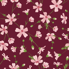 Gypsophila baby's breath floral seamless pattern
