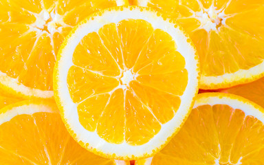 Orange slices arranged for background