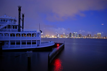 steamboat n cityscape at nite