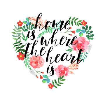 Home is the where heart  - hand drawn vector text