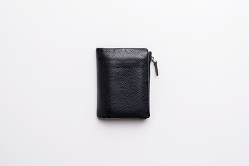 Naklejka premium Black natural leather wallet