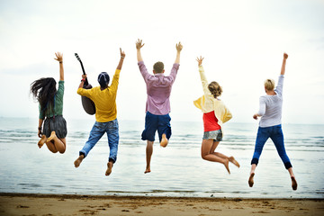Obraz premium Group Of People Jumping Concept