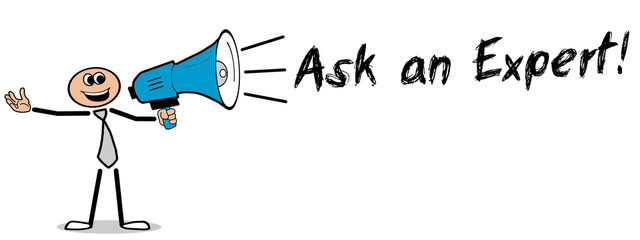 Ask an Expert! Mann mit Megafon