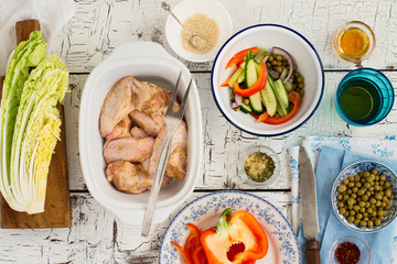 Chicken wings ready for baking