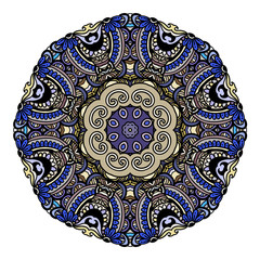 Ornament color card with mandala. Vintage decorative elements. Hand drawn background. Logo.