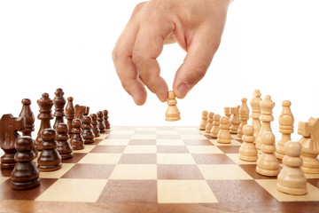 Schachspiel mit Hand