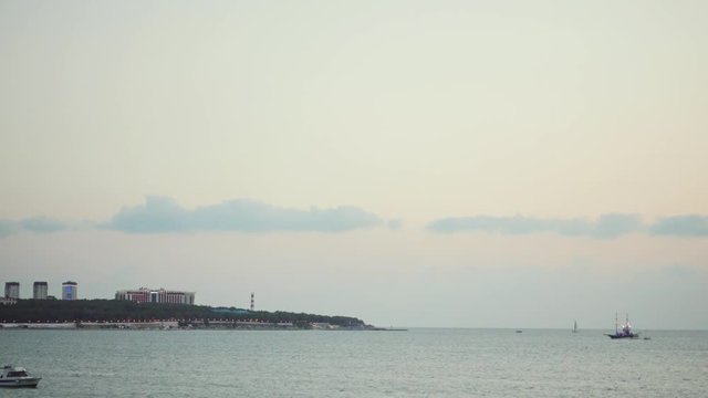 Entrance in Gelendzhik Bay and the lighthouse