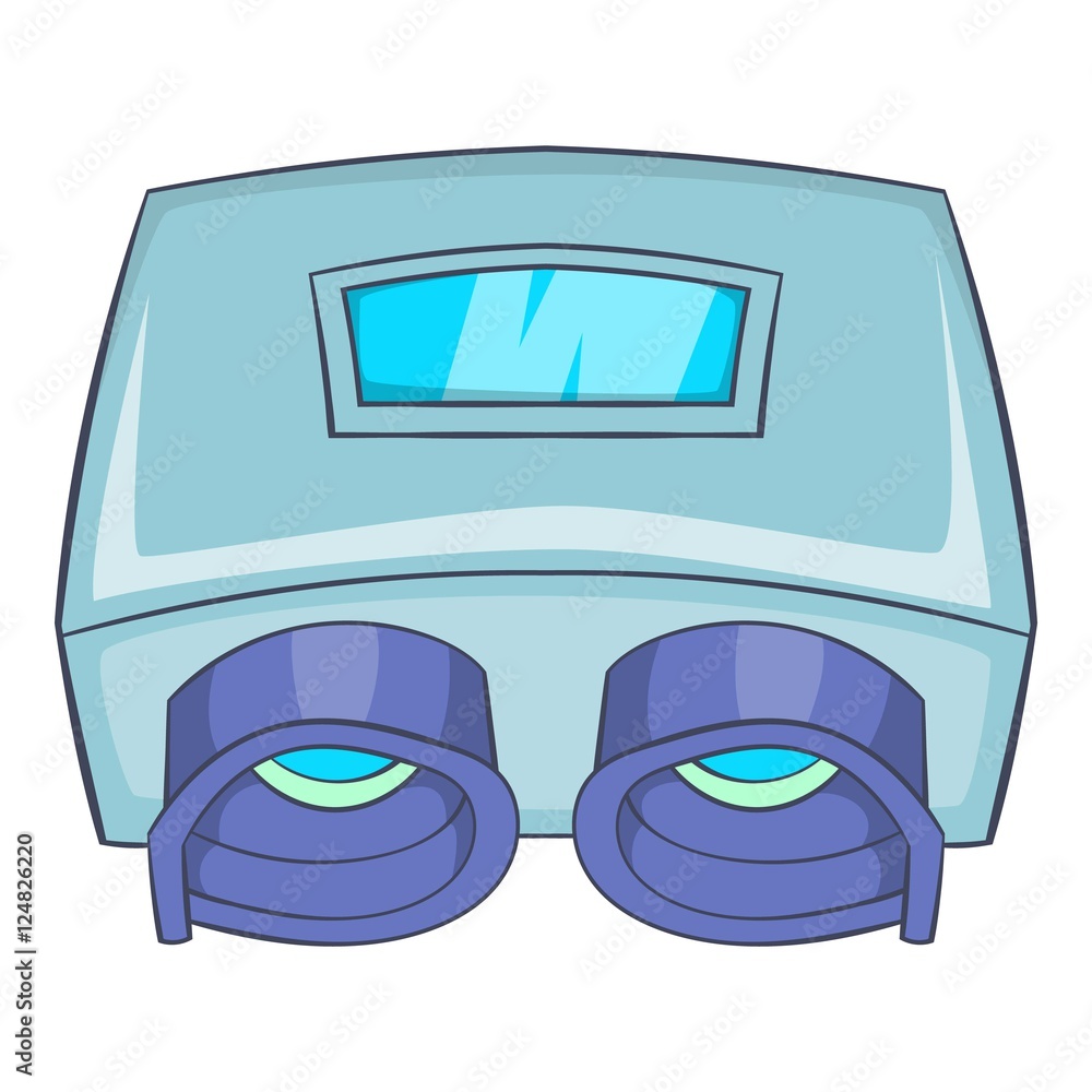Poster eye checking machine icon. cartoon illustration of eye checking machine vector icon for web design