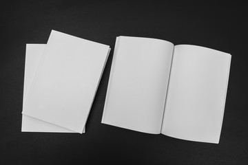 Blank catalog, magazines,book mock up on black background .