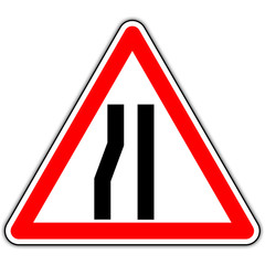 Panneau routier en France : r&eacute;tr&eacute;cissement &agrave; gauche