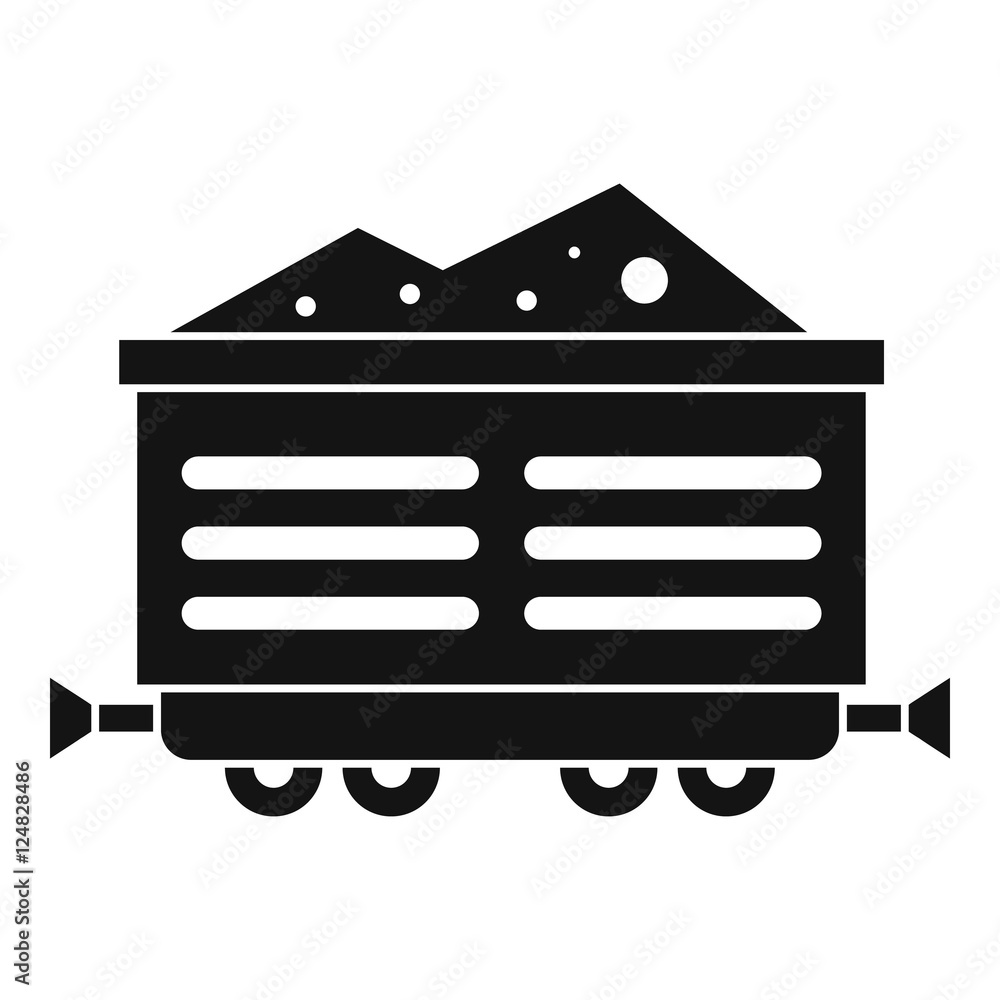 Poster train waggon with coal icon. simple illustration of train waggon with coal vector icon for web