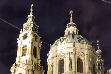 Fototapeta premium Buildings and Streets of Prague at Night, Czech Republic