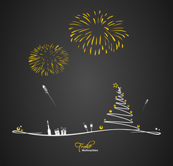 Weihnachtsbaum mit Feuerwerk