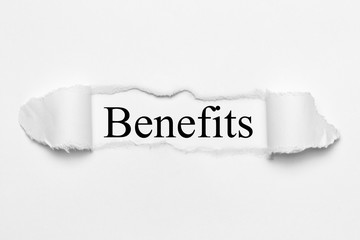 Benefits on white torn paper
