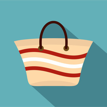 Women Beach Bag Icon. Flat Illustration Of Women Beach Bag Vector Icon For Web