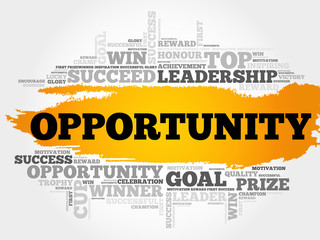 Opportunity word cloud collage, business concept background