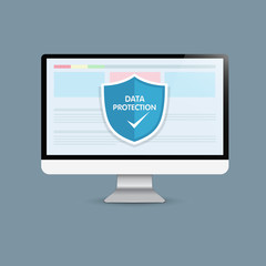 Concept is data security Access .Shield on Computer Desktop  pro