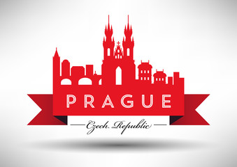 Obraz premium Vector Graphic Design of Prague City Skyline