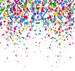 colorful confetti on white background