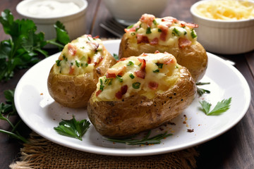 Stuffed potato with bacon