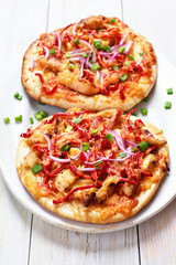 Pie with chicken meat and vegetables