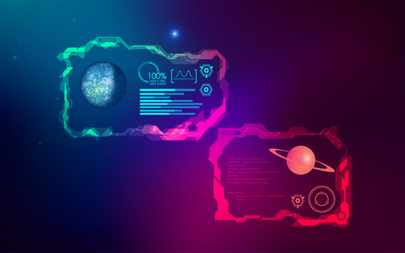 Fototapeta abstract technology backdrop, futuristic backdrop, colorful digital background, scientific interface  abstract colorful space theme