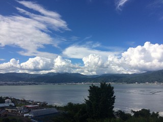 諏訪湖 長野 湖面 雲