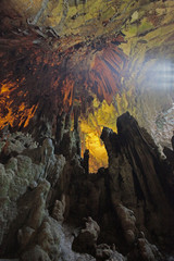 orange lighted cave