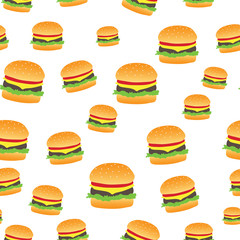 Seamless abstract pattern with hand-drawn burgers