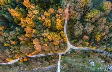 Aerial photo of Autumn and roads