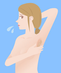 women's underarm hair removal before after concept, unwanted hair, superfluous hair, vector illustration
