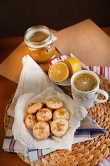 cookies and cup of black tea