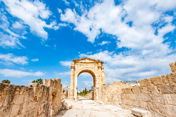 Triumphal Arch in Tyre, Lebanon. It is located about 80 km south of Beirut and has led to its...