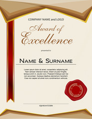 Award of Excellence with wax seal and ribbon portrait version
