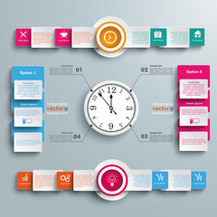 Clock 4 Options Big Infographic 2 Circle Banners