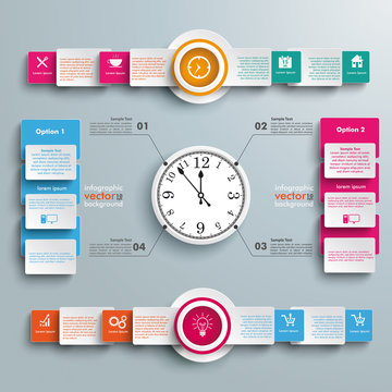 Clock 4 Options Big Infographic 2 Circle Banners