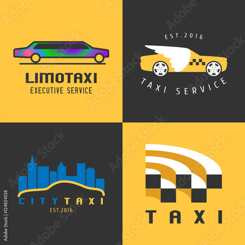 "Taxi, cab set of vector logo, icon" Imágenes de archivo y vectores