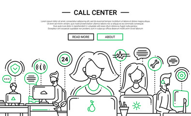 Call Center - line design website banner temlate