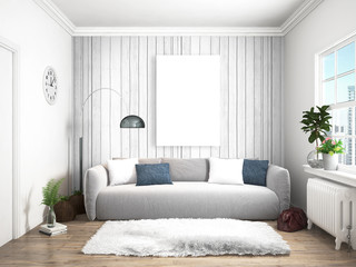 Modern bright interior . 3D rendering