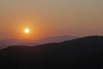 sunrise over hills