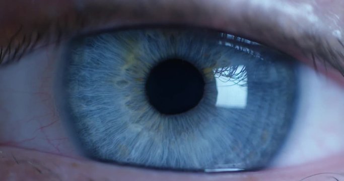 perfect blue eye macro in a sterile environment and perfect vision in resolution 6k,  concept, the vision of the future and healthy life concept. view precise and straight to the target.