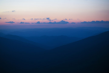 Beautiful mountain peaks with sunset
