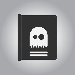 Black and white Vector illustration in flat design Halloween icon Mystery ghost book