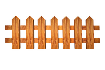 Wooden fence  isolated on white background.3d illustration