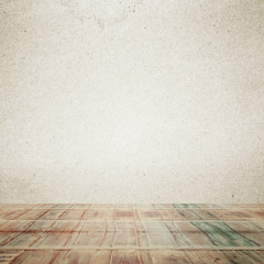 Light room or space with wooden floor. Vintage interior. Retro background